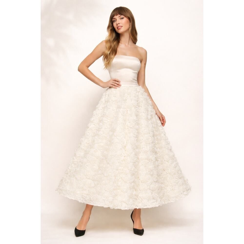reformation rosy dress ivory US4